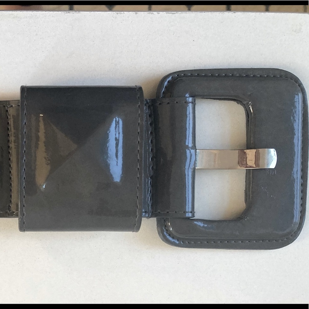 Vintage Grey Patent faux Leather Belt Emily in Paris SATC And Just Like That
